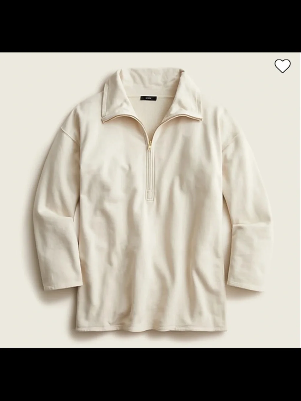 J. Crew University terry long half-zip tunic Cream Quarter-Zip Pullover